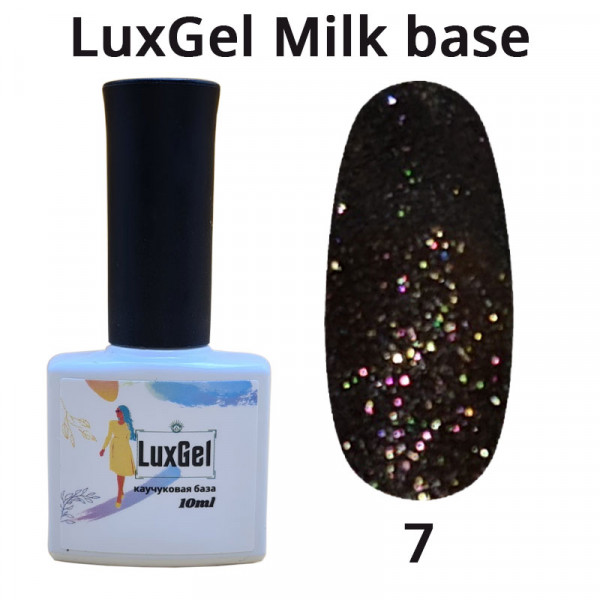База «LuxGel» Milk 07, 10мл (прозрачно-черная с золотистым  шиммером)